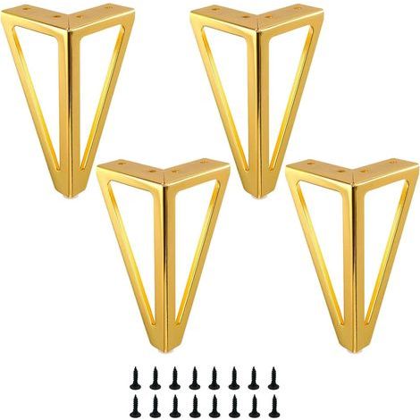 Ensemble de 4 pieds de table interchangeables en métal noir doré (15 cm), compatibles avec tables basses, téléviseurs, canapés, lits, etc. Vis incluses. (1/5)