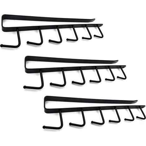 Porte tasse suspendue - Non spécifié - 3PCS - Métal noir - Installation sans perçage - Style industriel (1/4)