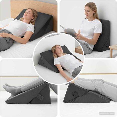 Keil Kopfkissen Grau 55 x 55 x 26 cm Viscoschaum