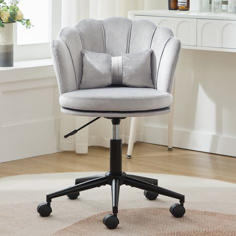 Chaise de bureau design moderne avec dossier pétale, coussin lombaire en papillon, hauteur réglable, assise rembourrée. Parfaite pour salon, chambre ou bureau.