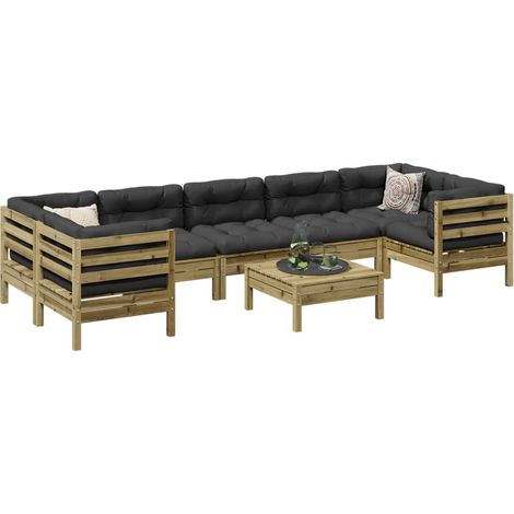 Set de sofás jardín 8 pzas con cojines madera pino impregnada vidaXL (1/5)