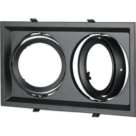 Carcassa Plafoniera Da Incasso Orientabile Rettangolare Per 2 Posti Lampade Led AR111 Cornice Bianco SKU-3582 (1/3)