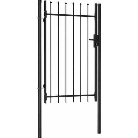 vidaXL Puerta de valla BOXTEL de una puerta con punta de acero, 1x1,5 m, negro (1/2)