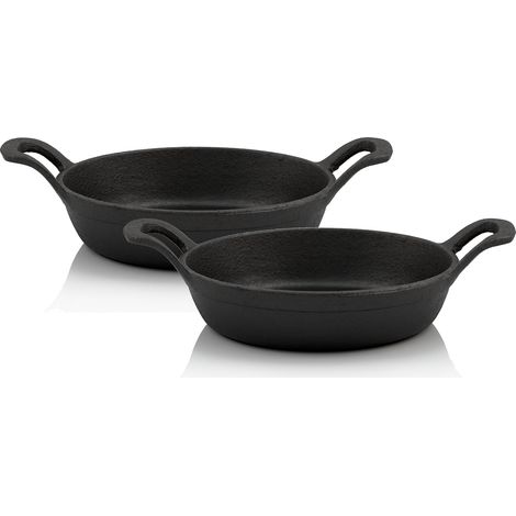 BBQ-Toro Gusseisen Servierpfännchen, 2 Stück, Ø 16 cm, rund, Gusspfanne, Bratpfanne