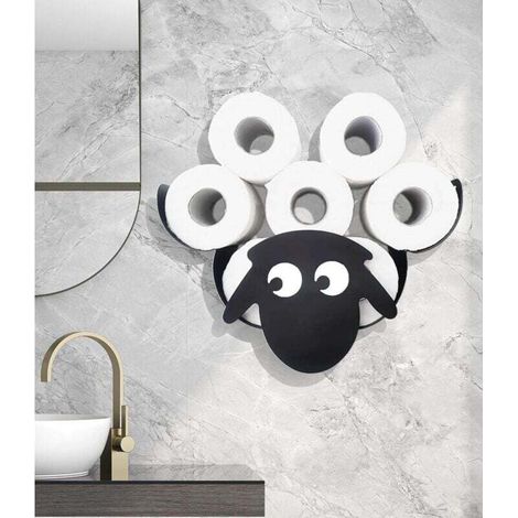 Toilettenpapierhalter, Ersatz-Toilettenpapierrollenhalter, 7 Wandrollen, Wanddekoration (Schafmotiv)