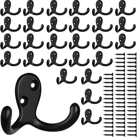 Lot de 28 crochets muraux double face ultra-résistants avec 56 vis, crochets doubles rétro, crochets porte-outils (1/5)