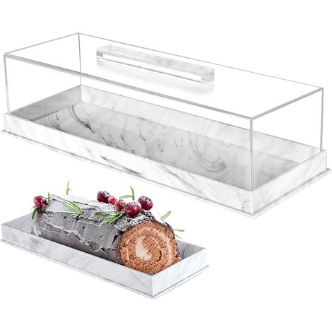 Plateau À Gâteau Rectangulaire En Acrylique Acrylique transparent Plateau à dessert avec couvercle Plateau de service multifonction pour fêtes, cuisine, maison, annive (1/5)