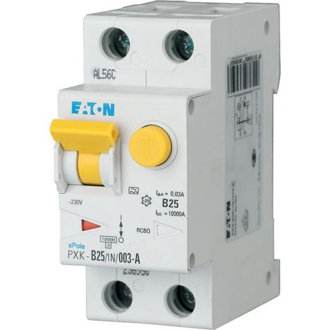 Eaton Combinazione interruttore FI/LS, 25 A, 30 mA, Caratteristica di intervento interruttore LS: B, 1p + N, Caratteristica di intervento interruttore FI: A, 236950
