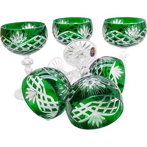 Verres à champagne en cristal émeraude 150 ml Ananas (1/5)