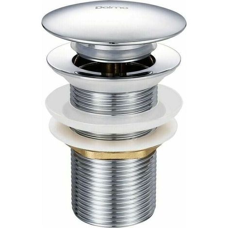 Bonde de lavabo pop-up sans trop-plein – Laiton chromé – Diamètre 66 mm – Hauteur 78 mm – Système bouton-poussoir pour vidage facile (1/5)