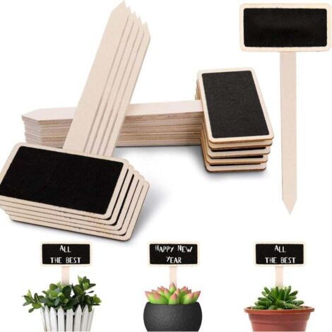 30 etichette nere in legno per piante, pennarello nero per lavagna, picchetti da giardino in legno a T per verdure, semi, erbe aromatiche, fiori da giardino, rettangolari