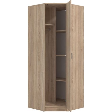 Guardaroba 1 Anta Compiano, 4 Ripiani, Appendiabiti, Apertura Battente, Marrone Noce (1/5)