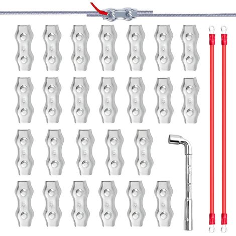 Connecteurs De Fil pour Clôture Électrique Raccord de Fils en Acier Galvanisé avec Kit de Jonction Outils et Bricolage pour Jardin Terrasse Pelouse Accessoires Maison Abri Garage (1/5)
