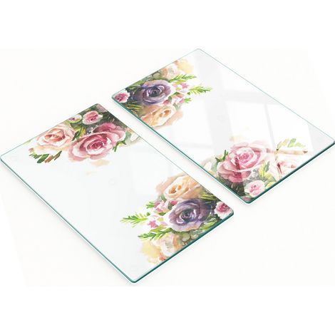 Tablas decorativas multifuncionales de cocina con rosas de vidrio templado, 2x30x52 cm. (1/5)