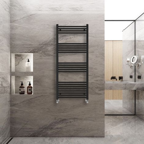 WarmeHaus Straight Heated Towel Rail Warmer Black 1400x600mm