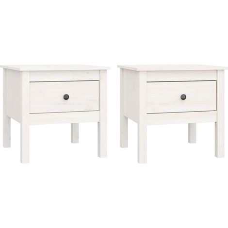 Set di 2 comodini con cassetto 50 x 50 x 49 cm in legno massello di pino bianco DEC032617