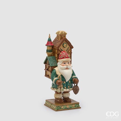 EDG Enzo De Gasperi Babbo Natale con Casetta H30x11x13 cm Multicolor – Decorazione di Natale (1/3)