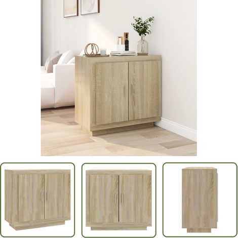 The Living Store Sideboard Sonoma-Eiche 80x40x75 cm Holzwerkstoff - Sideboard - Wohnzimmermöbel - Holzmöbel - Holzwerkstoff Möbel - Sonoma Eichenfarben (1/5)