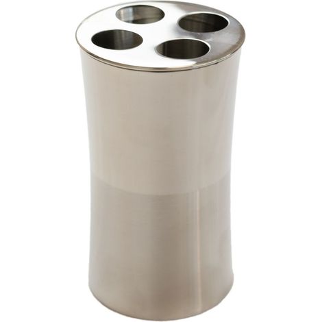 Zahnbürstenhalter Einsatz Edelstahl Grau Silber 6,5cm Durchmesser, 11,5cm Höhe Zahnbürstenaufbewahrung, Zahnputzbecher