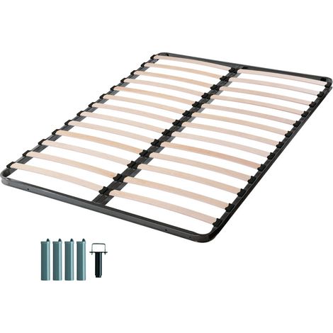 Sommier à lattes + pieds 140x190 C213 - 26 lattes bois - Fabrication française (1/4)