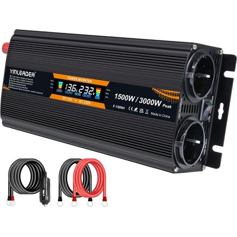 Convertisseur 12v 220v 1500W /3000W convertisseur de Tension Onduleur avec écran LCD USB (1/5)
