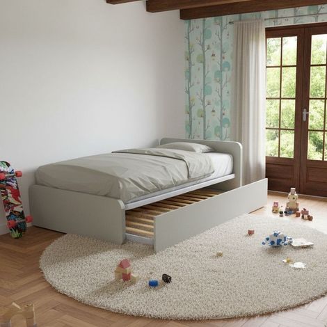 Letto 1 piazza e mezza con letto estraibile - Ecru cappuccino