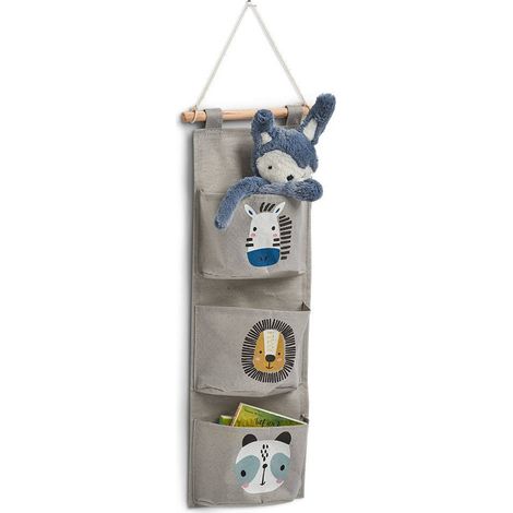 Hängeorganizer für Spielzeuge mit niedlichen Tieren für Kinder, grau, 81,5 x 35 cm, ZELLER (1/4)