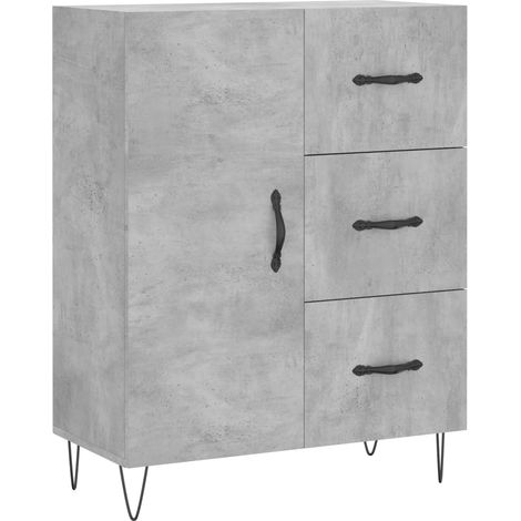 Aparador buffet cómoda mueble mueble de almacenaje organizador cocina salón salón 69,5 x 34 x 90 cm madera contrachapada gris 020032044