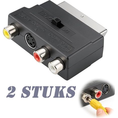 Adaptateur péritel AV - Péritel vers 3 prises RCA avec commutateur entrée/sortie + adaptateur audio/vidéo S-Vidéo/S-VHS - compatible avec les appareils DM et autres séries dotées de connecteurs périte (1/5)