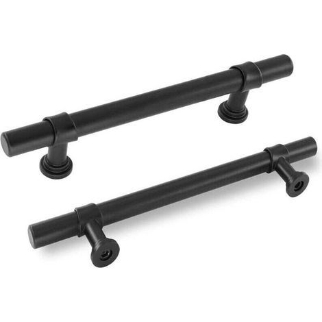 Set di 5 maniglie per porte interne Ulisem, maniglie nere per mobili da cucina - Maniglie per mobili vintage, maniglie per cassetti, maniglie nere per armadi, maniglie in acciaio inossidabile, interas (1/4)