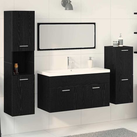 Bathroom Furniture Set 4 pcs Black Oak 80 x 38.5 x 45 cm vidaXL (1/5)