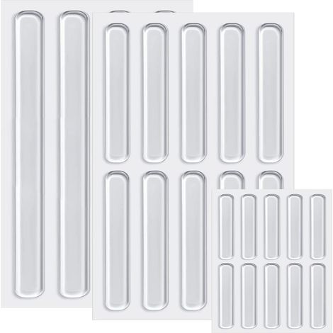 Lot de 22 pare-chocs meubles silicone transparent - Bande adhésive pour portes d'armoires, tiroirs et meubles (6,3 cm / 15 cm / 3,5 cm) (1/5)
