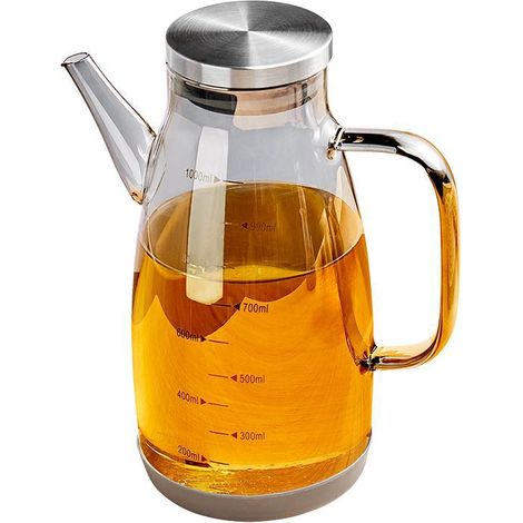 ile Verre avec Bec Verseur, Distributeur Sauce Soja Vinaigre Cuisine, Anti-Goutte et Contrôle du Débit, 500ml-x