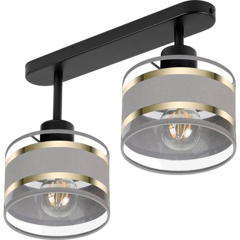 Plafoniera nera con paralumi, in metallo industriale, 2xE27, illuminazione LED moderna per soggiorno, cucina, camera da letto, cameretta dei bambini, loft (1/5)