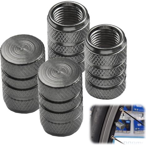 4x Aluminium Ventilkappen Grau für Schrader Ventile, Auto, Motorrad, Fahrrad (1/5)