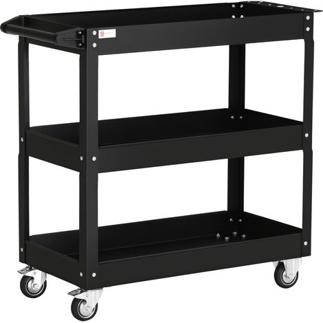 Chariot de visite à roulettes 3 étagères – Acier laminé à froid – Dimensions 83x35,3x76cm – 4 roues avec frein – Charge max 150kg – Durhand