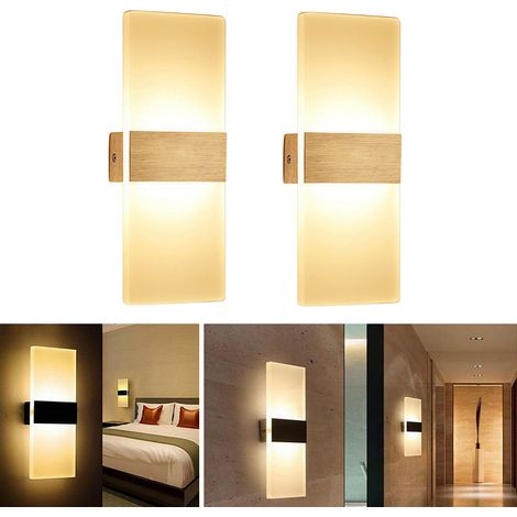 Randaco Aplique LED de 12W Lámpara de pasillo interior Iluminación de pared Lámpara de pared exterior Lámparas de escalera Blanco cálido