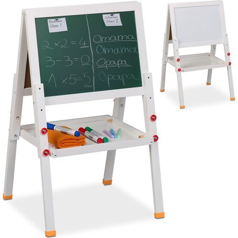 Caballete de dibujo infantil con pizarra blanca y pizarra de tiza