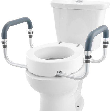 Toilettensitzerhöhung 8,9 cm für rundes Standard-WC mit Aluminiumgriffen, EVA-Polsterung und einer Tragfähigkeit von 136 kg (1/5)