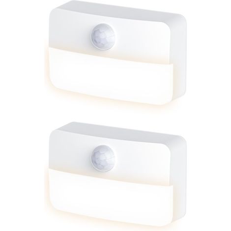 Veilleuses à Détecteur Mouvement, 2 Pcs Mini Lampe Murale USB, Lumière de Nuit à Piles à Coller, Blanche/Chaude d'éclairage, pour Mur, Escaliers, Couloir, Armoire (1/5)