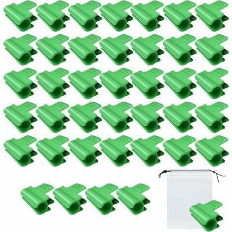 Packing with 40 Clips for Gartengewächshäuser, Clips for Schattierungsrohre and 1 Beutel mit Kordelzug für saisonale Pflanzenstützen, Gartennetze, Zubehör für Schattierungstücher (11 mm) (1/5)