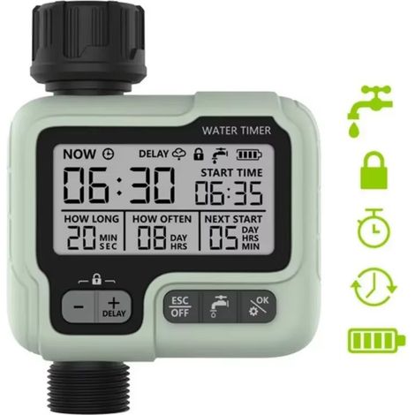 Programmateur arrosage Automatique 1 Sortie, minuterie arrosage à Pile IP65 avec écran LCD (1/5)