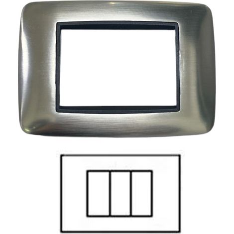 Placca Interruttore Luci Argento 3 Posti Placchetta Compatibile Living C6603 ACS (1/5)