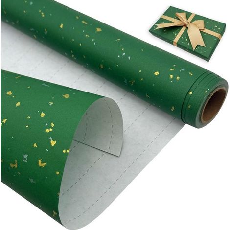 Rouleau de papier cadeau d'anniversaire 43 cm x 10 m, papier kraft recyclable, pour anniversaires, mariages, fêtes prénatales, cadeaux d'invités, décoration, vert (1/5)