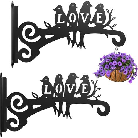 Set mit 2 Metall-Wandhaken zum Aufhängen von Pflanzen, Vogelfutterhäuschen, Laternen, Windspielen sowie zur Dekoration von Garten und Balkon. (1/4)