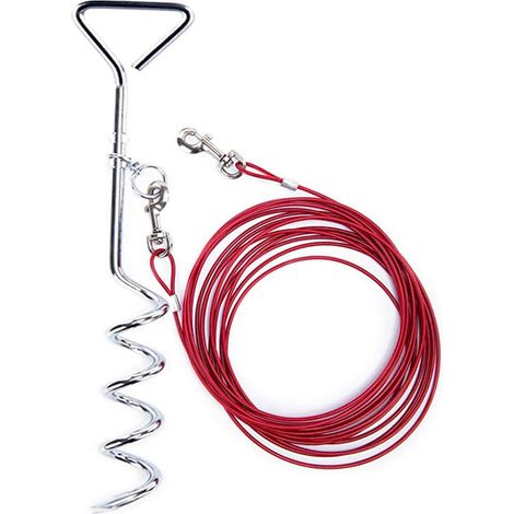 1 Piquet à spirale,Acier au carbone,Anneau rotatif 360°,Laisse 5m,Jardin et camping (1/5)