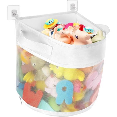 Organizer Tas - Pour Jouets De Bain - En Nylon Imperméable - Suspendable Mur Ou Porte - 27 X 23 X 2 Cm - Blanc - 1 Pièce