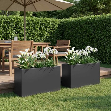 Cache-pot de jardin 2 pc Noir 80 x 40 x 50 cm (1/5)