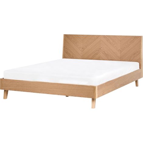 Letto con rete in legno impiallacciato rovere 160 x 200 cm rovere chiaro Wizernes (1/5)