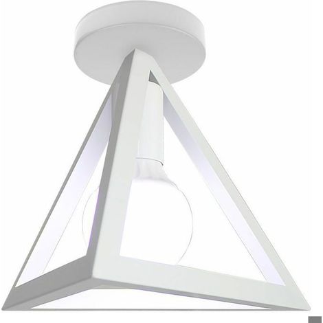 Plafoniera triangolare in stile retrò, lampada da soffitto moderna, stile industriale retrò, materiale in metallo bianco, adatta per camere da letto, caffè o bar.